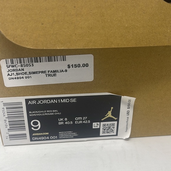 ✨ Brand new DS 100% authentic AIR JORDAN 1 MID SE GS SIEMPRE FAMILIA sz 9 - Picture 4 of 5